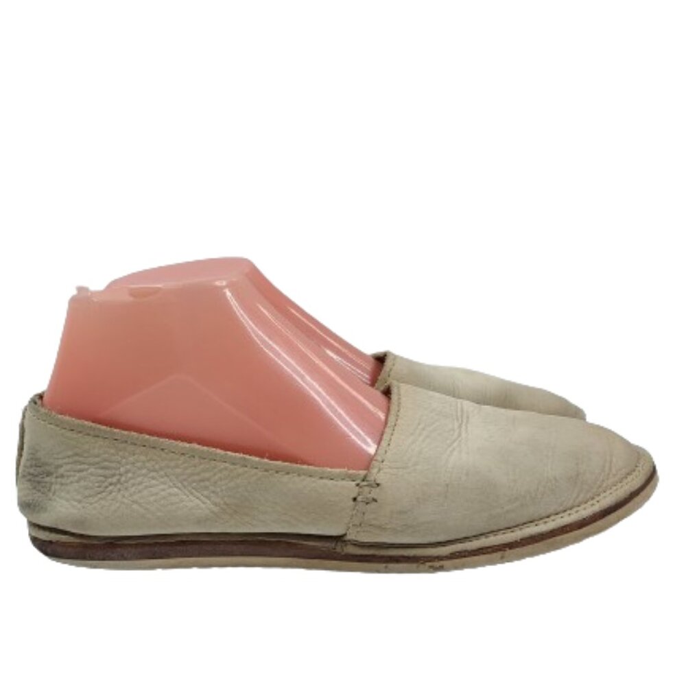Frye Women's Beige Milly Leather A-Line Slip On Flats Loafers Size US 8.5